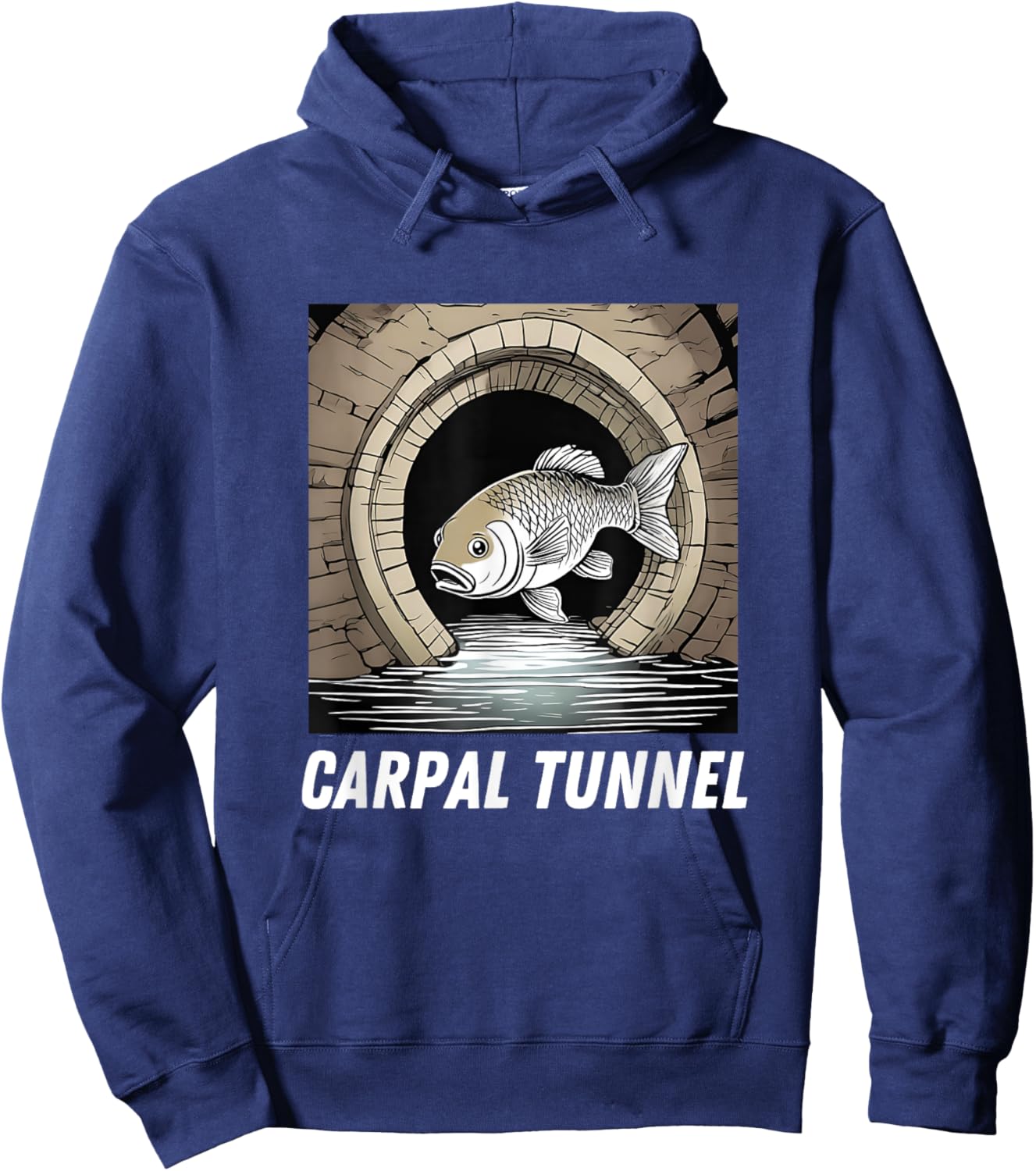 Carpal Tunnel Carp Fish in a Tunnel Pun Dad Joke Developer Hoodie - Hoodie | Navy
