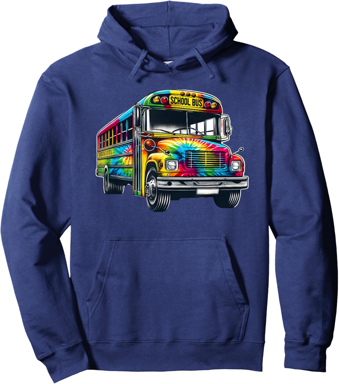 Cool Colorful Tie Dye School Bus Graphic Bus Driver Teacher Women Kids Hoodie - Hoodie | Navy