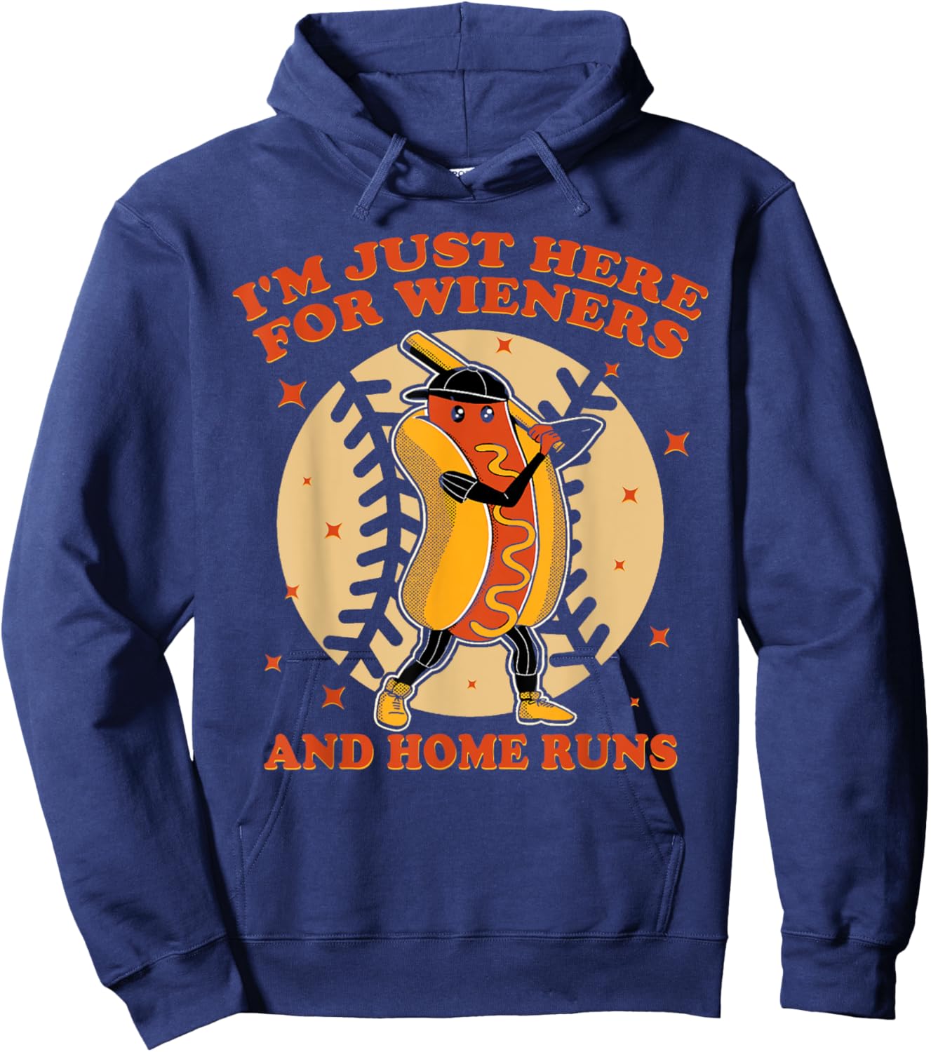 I'm Just Here For Wieners And Home Runs Dogs And Sport Lover Hoodie - Hoodie | Navy