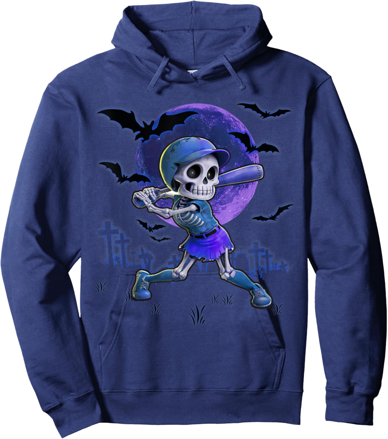 Softball Halloween Spooky Season Trick or Treating Hoodie - Hoodie | Navy