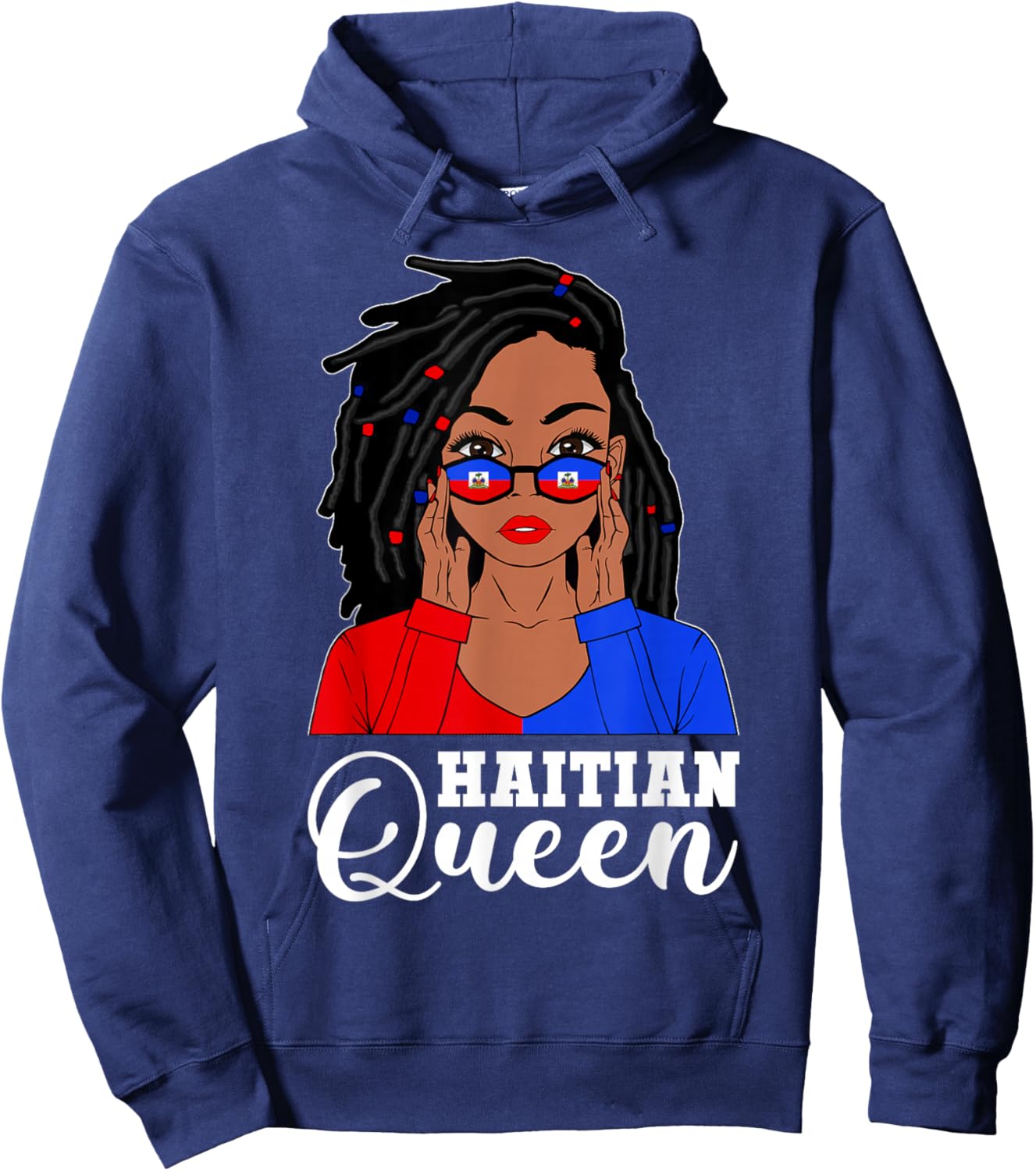Loc'd Hair Haitian Girl Black Woman Haiti Haitian Queen Hoodie - Hoodie | Navy