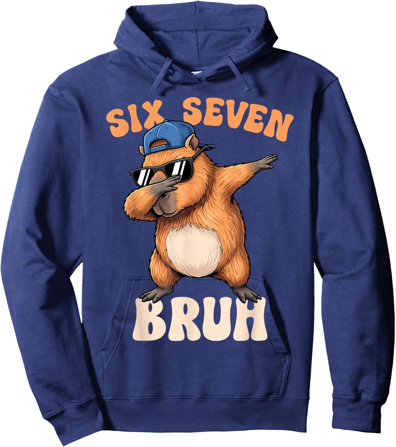 Capybara Six Seven Bruh Boys Girls Kids Capybaras 67 Meme Hoodie - Hoodie | Navy