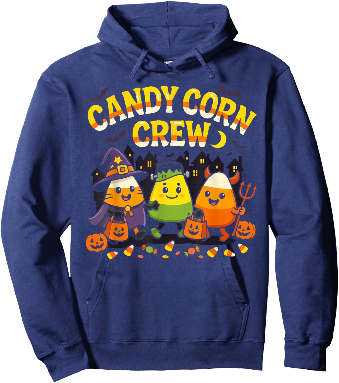 Cute Candy Corn Crew Halloween Matching Family Hoodie - Hoodie | Navy