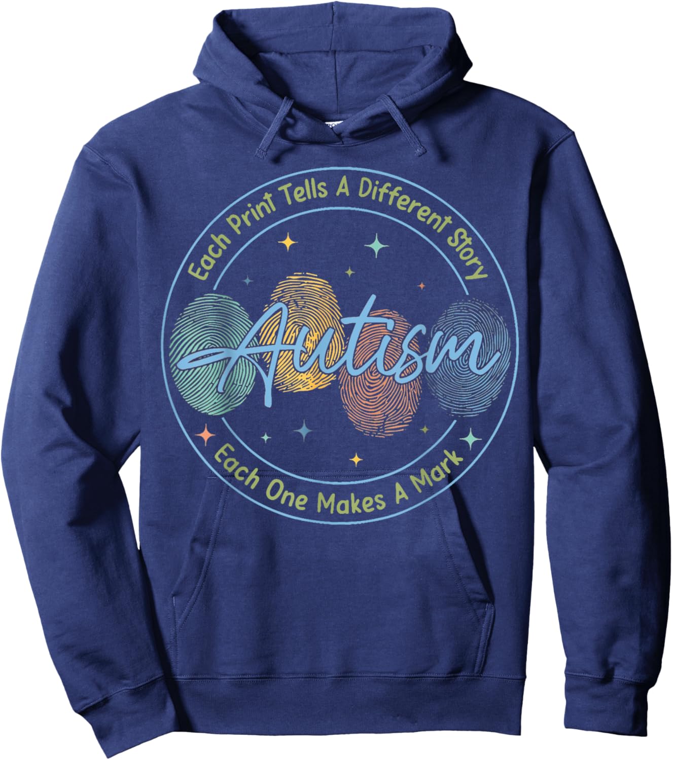 Fingerprint Autism Shirt Each Print Tells A Different Story Hoodie - Hoodie | Navy