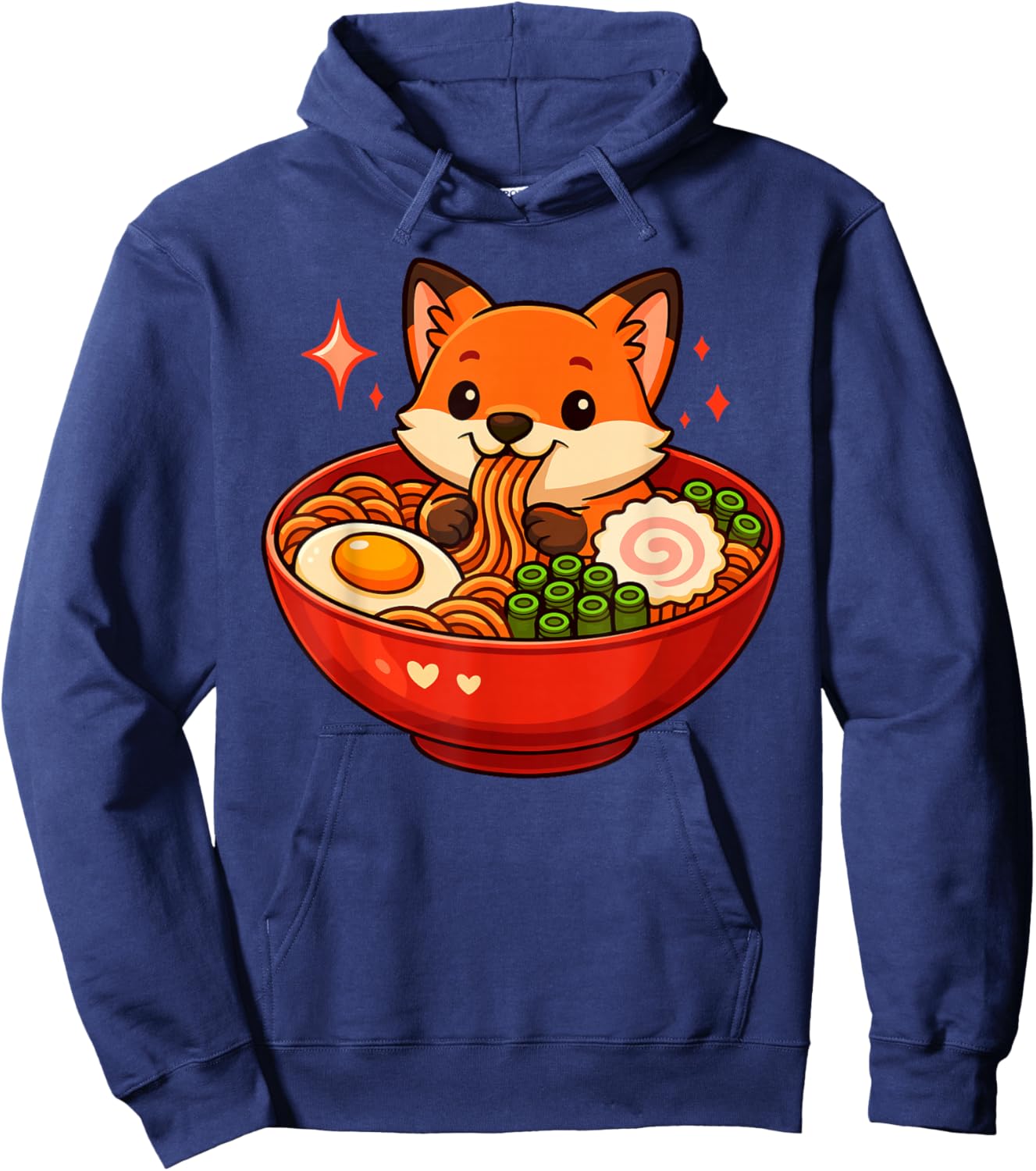 Fox with Noodles Ramen Kawaii Fox Hoodie - Hoodie | Navy