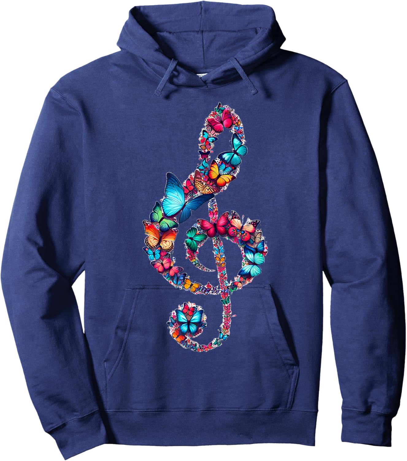 Butterflies Treble Clef Butterfly Musical Note Music Hoodie - Hoodie | Navy