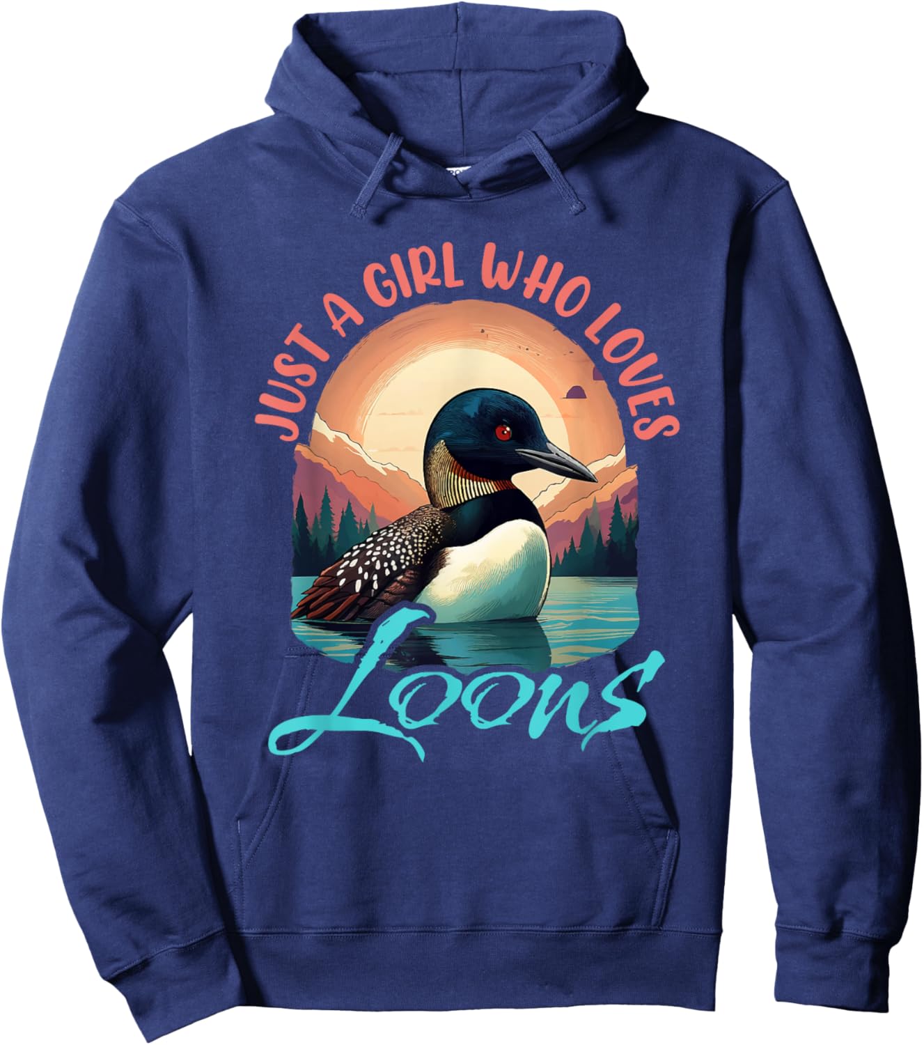 Just a Girl Who Loves Loons Bird Waterfowl Enthusiast Hoodie - Hoodie | Navy