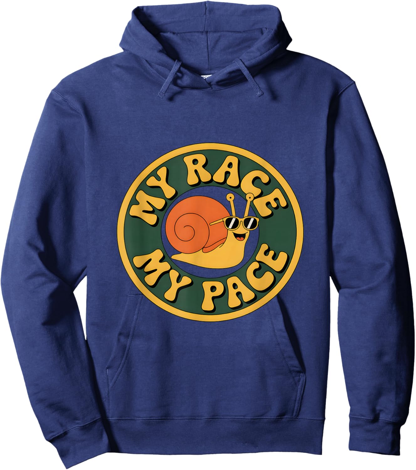 Funny My Race My Pace Snail Sunglasses Saying Hoodie - Hoodie | Navy