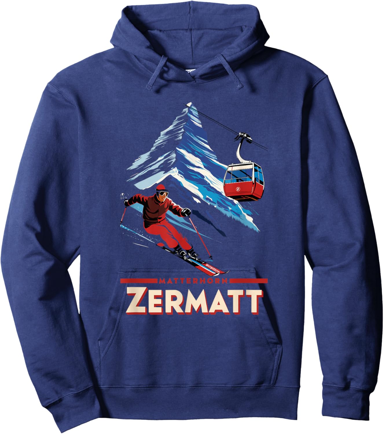 Matterhorn Ski Fun in Zermatt Alps Switzerland Hoodie - Hoodie | Navy