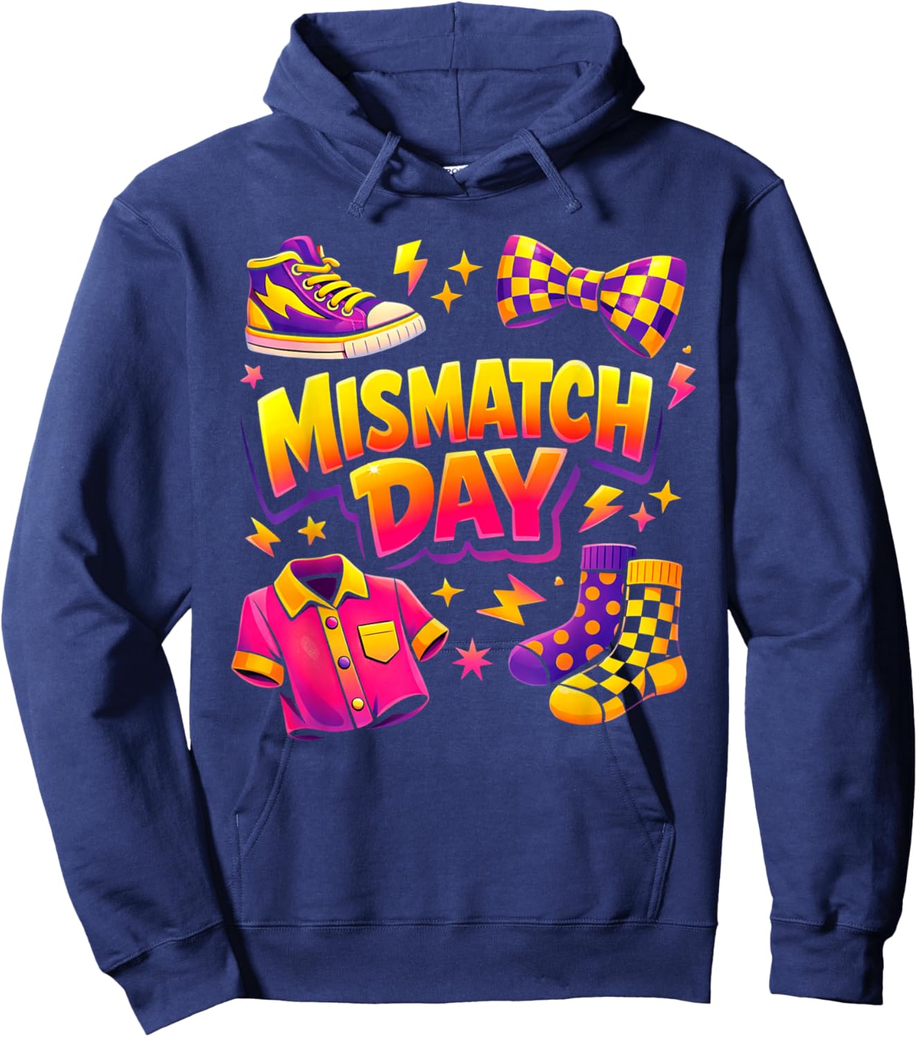 Mismatch Day Summer Wacky Mismatch Day Tacky Day Funny Hoodie - Hoodie | Navy