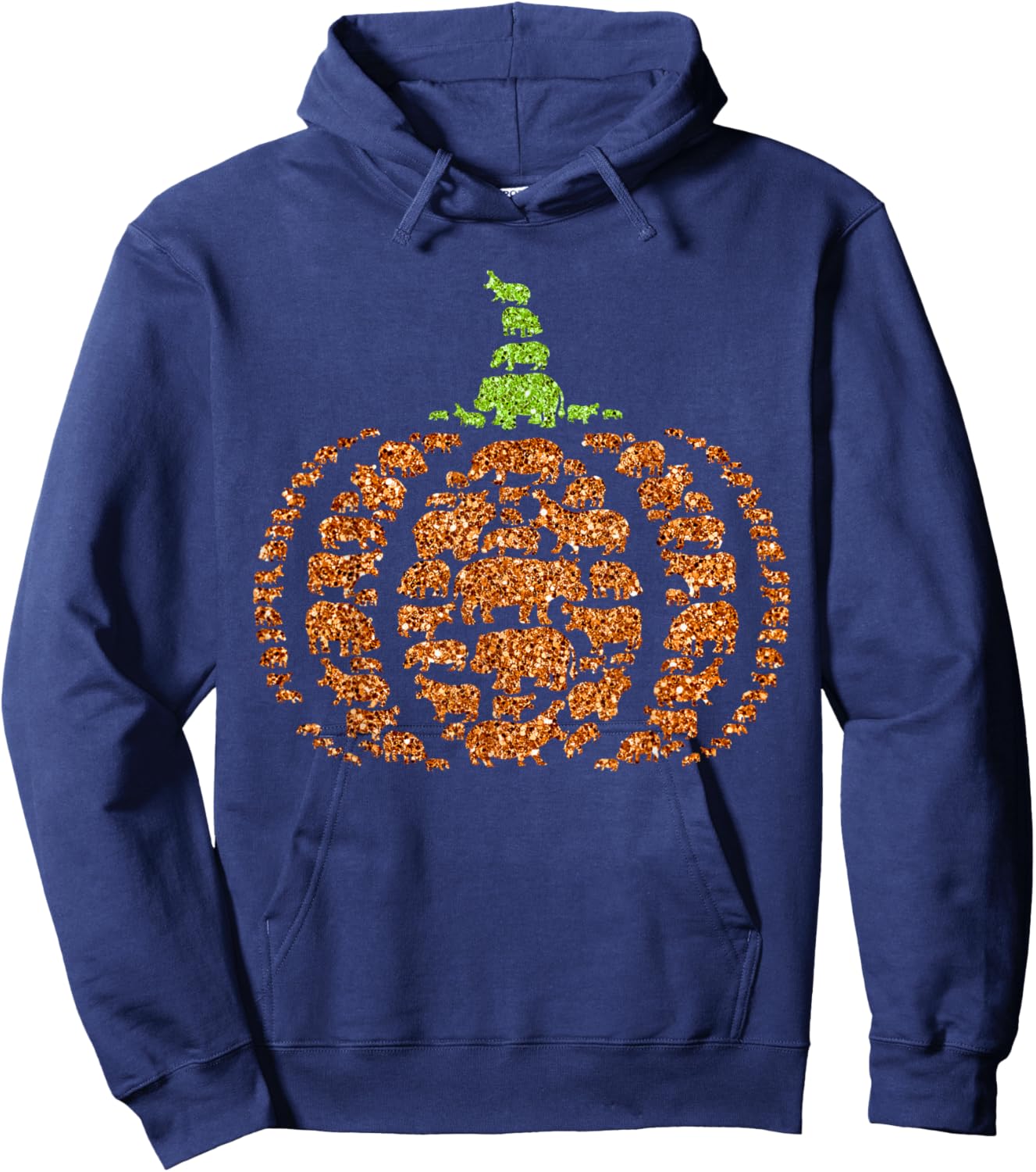 Group Hippos Pumpkin Cute Shape Halloween Thanksgiving Hoodie - Hoodie | Navy