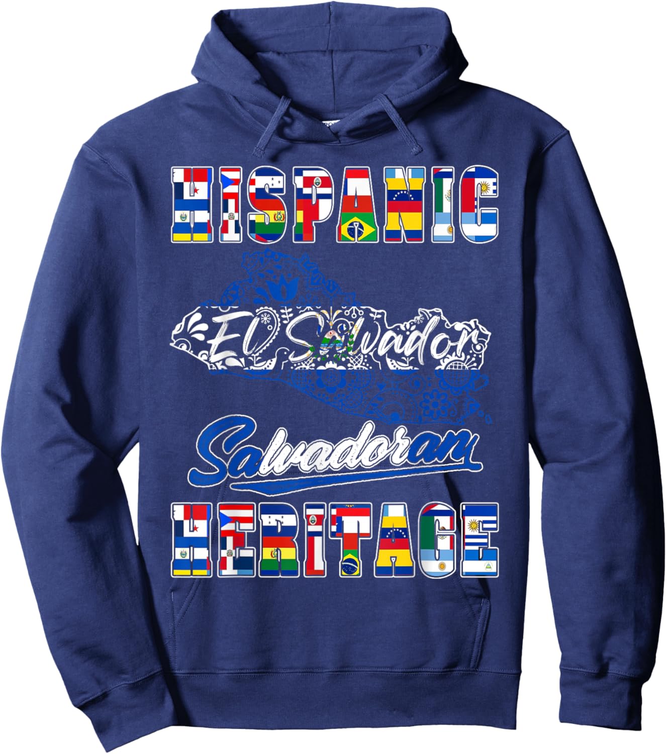 El Salvador National Hispanic Heritage Month Salvadoran Flag Hoodie - Hoodie | Navy