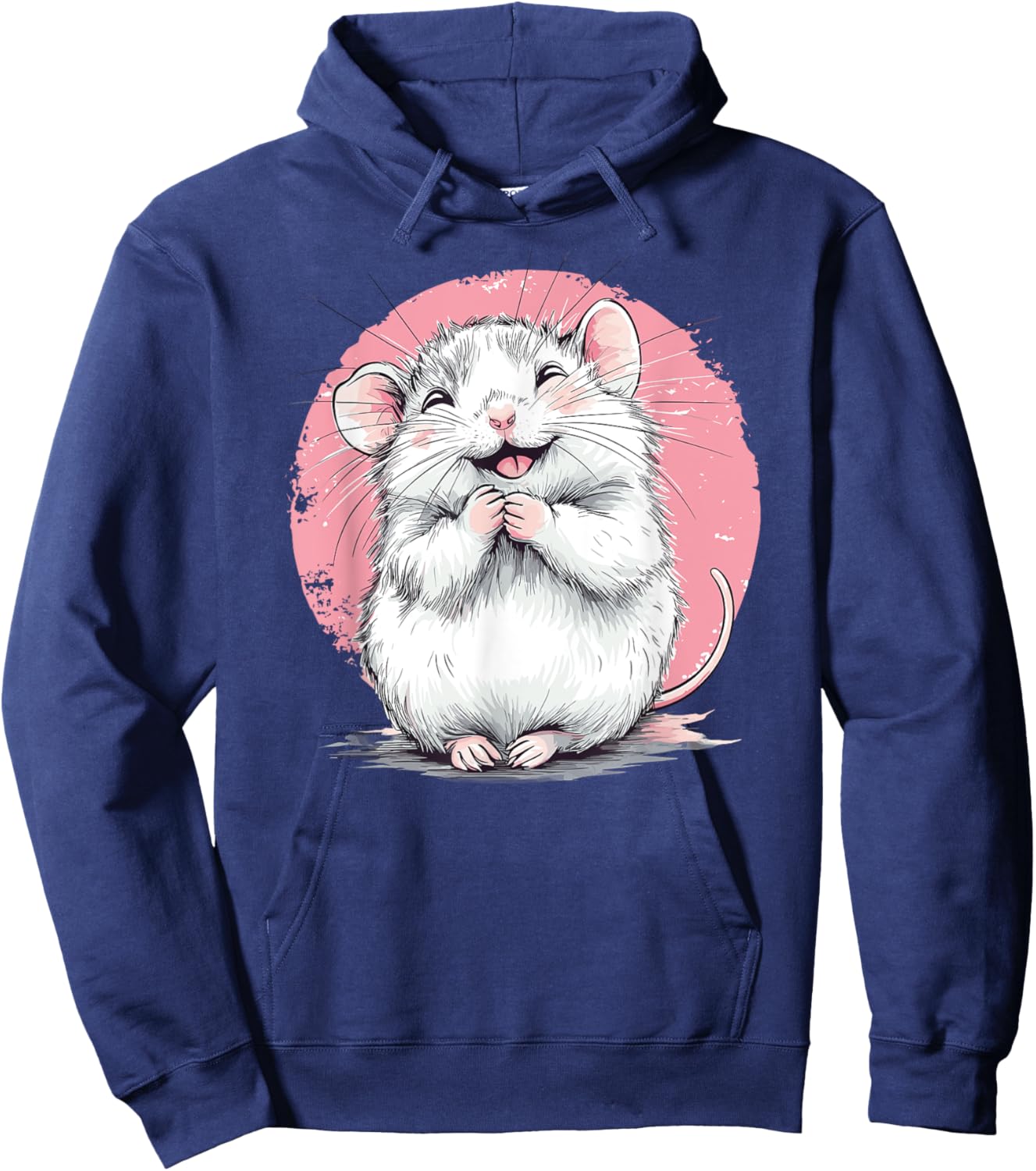 Adorable Mouse With Happy Face Hoodie - Hoodie | Navy