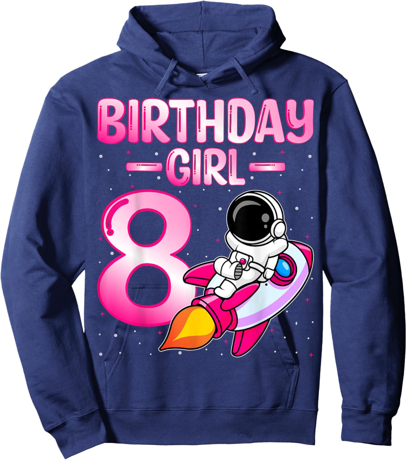 Birthday Girl Kids Astronaut Space 8th Birthday Party Hoodie - Hoodie | Navy