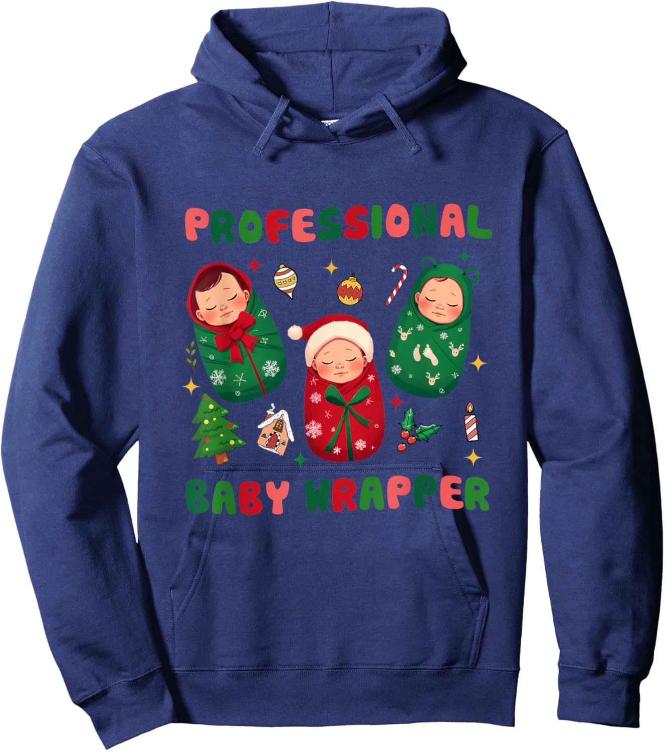 Professional Baby Wrapper NICU Mother Baby Nurse Christmas Hoodie - Hoodie | Navy