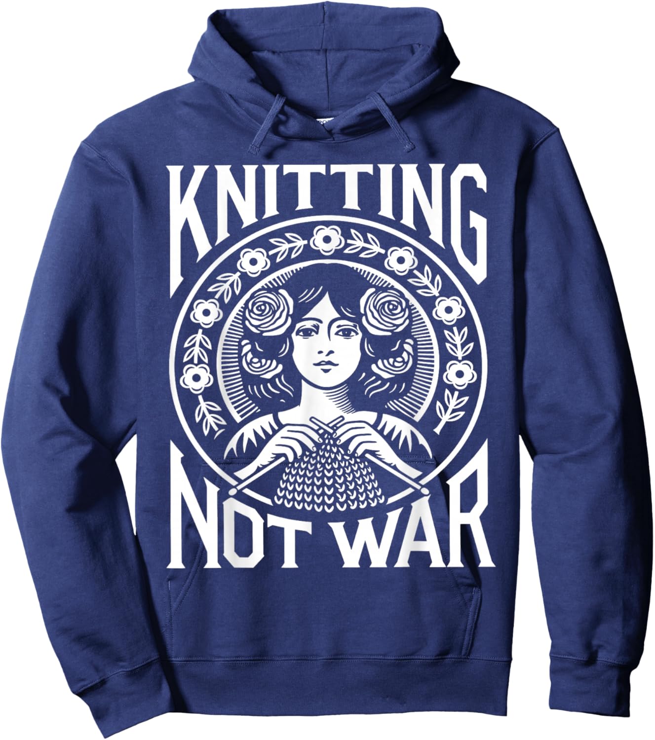 Knitting Not War Vintage Knitter Craft Design Hoodie - Hoodie | Navy