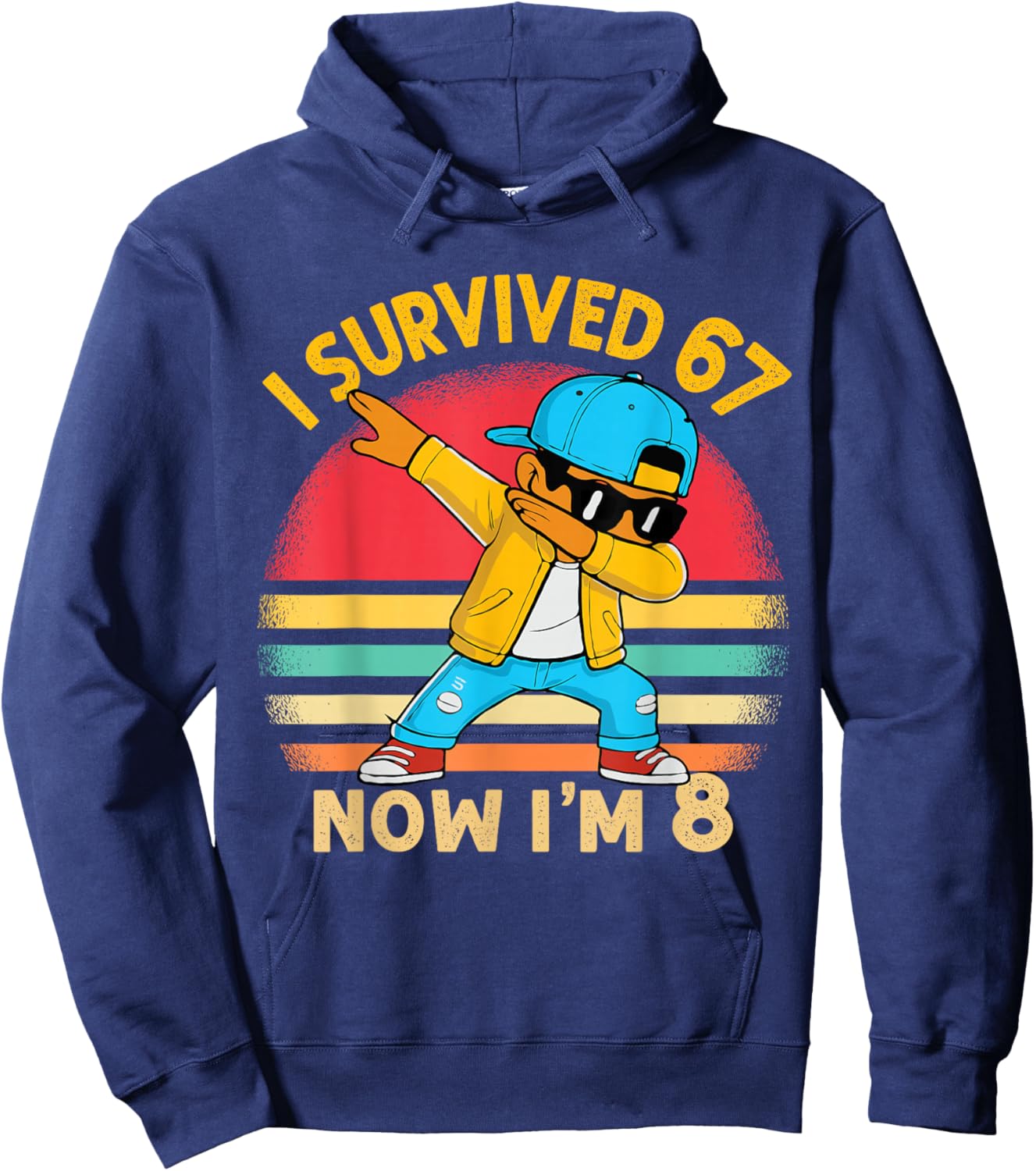 8th Birthday 67 Six Seven Dabbing Boy I'm 8 Year Old Bruh Hoodie - Hoodie | Navy