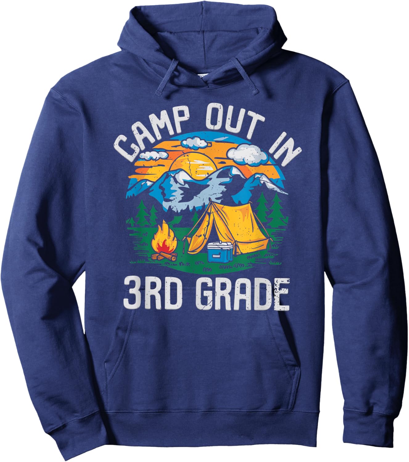 Camp out In 3rd Grade Funny Camping Nature Back to School Hoodie - Hoodie | Navy