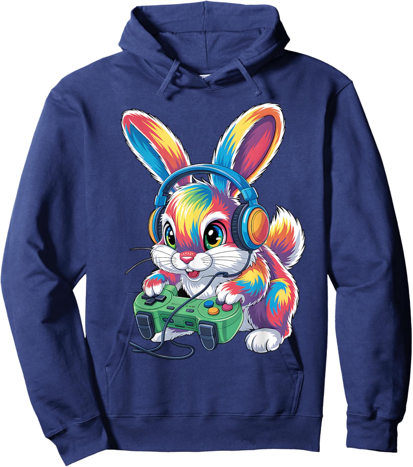 Gamer Bunny Video Colorful Games Boys Gaming Bunny Lover Hoodie - Hoodie | Navy