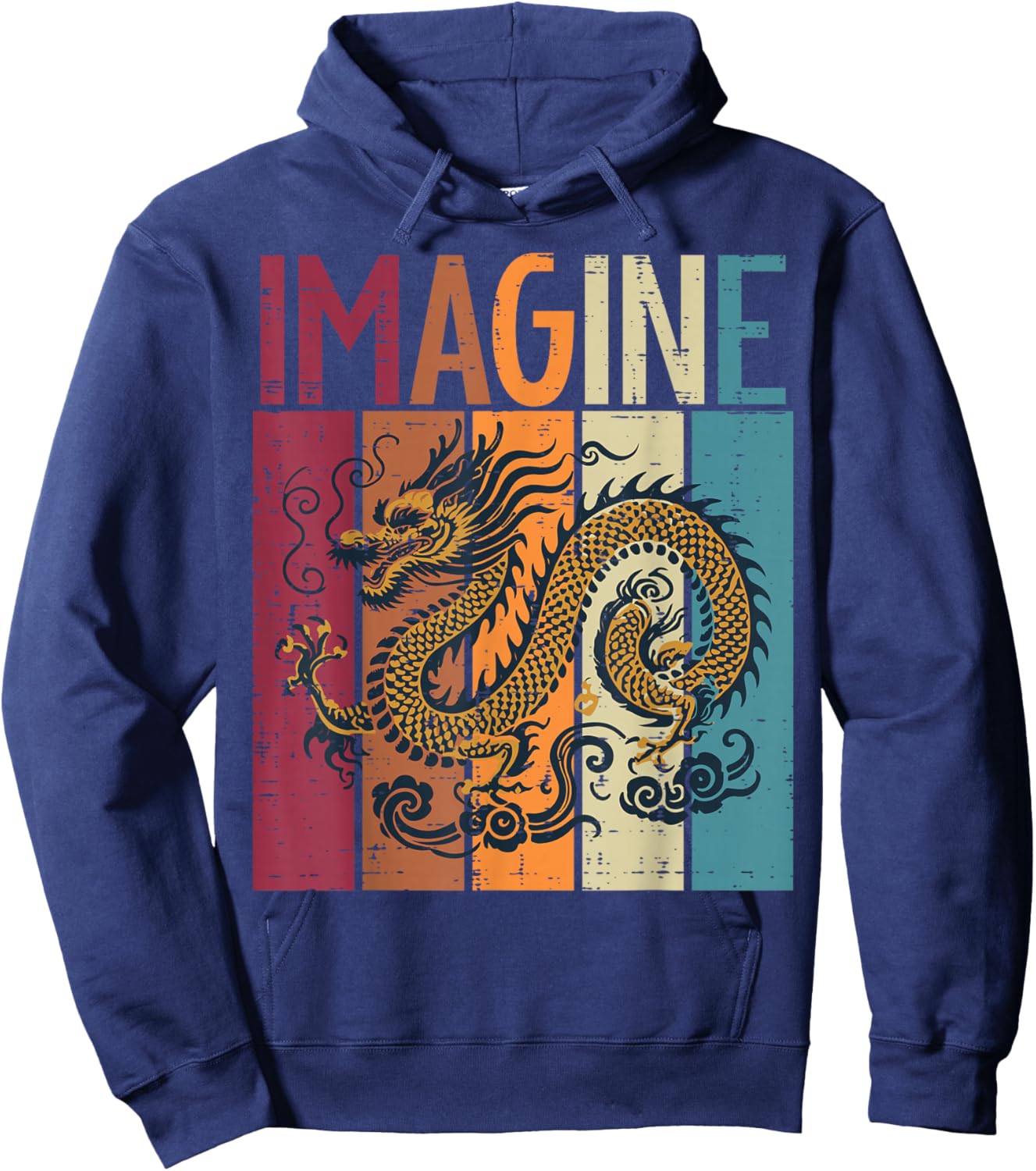 Japanese Dragon Imagine Retro Fantasy Mythical Men Women Child Hoodie - Hoodie | Navy