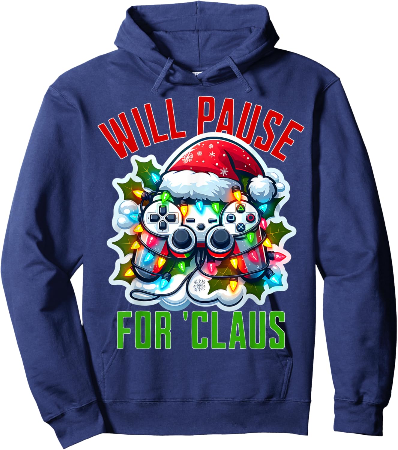 Funny Gamer Christmas Boys Teens Gaming Xmas Kids Video Game Hoodie - Hoodie | Navy