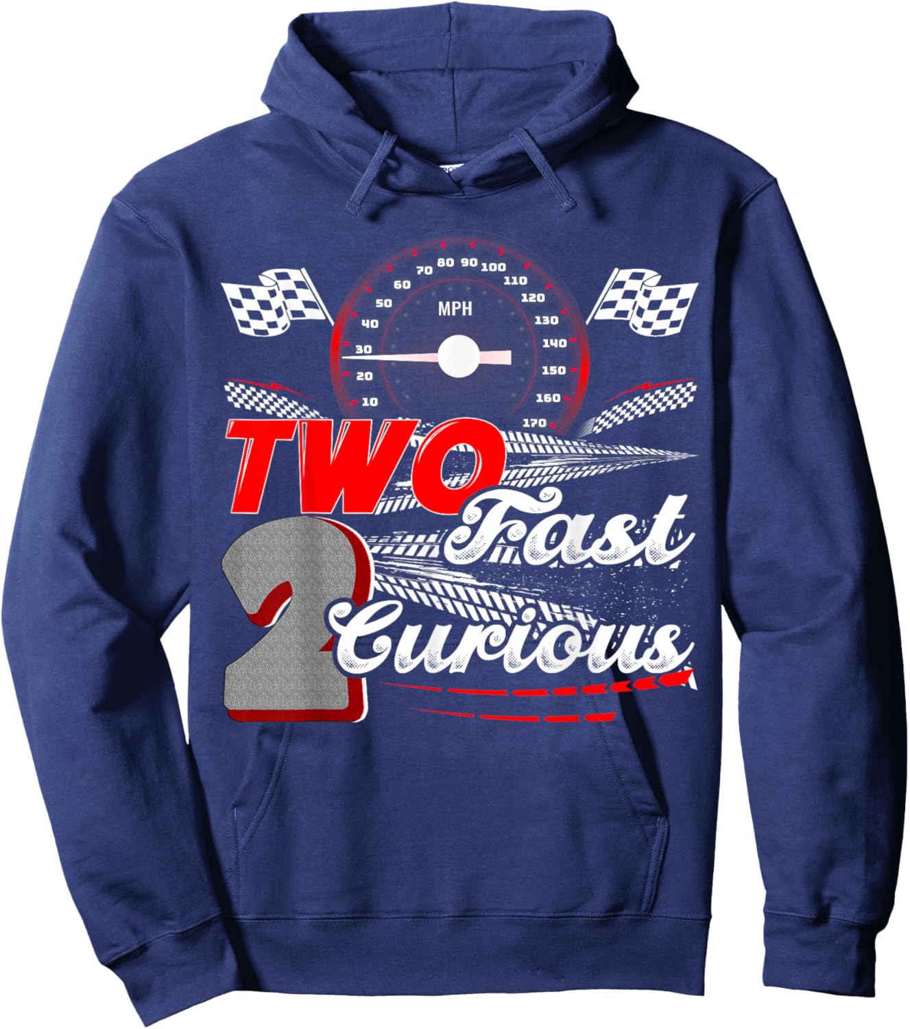 Two Fast 2 Curious Racing 2nd Birthday Two Fast Birthday Hoodie - Hoodie | Navy