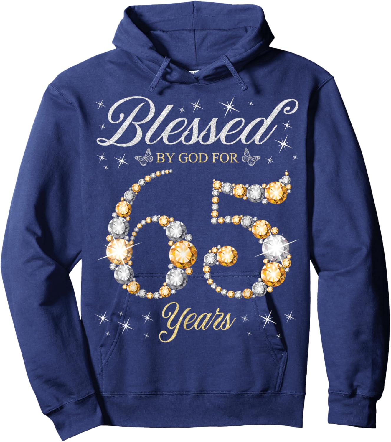 Blessed By God For 65 Years Old 65th Birthday Party Hoodie - Hoodie | Navy