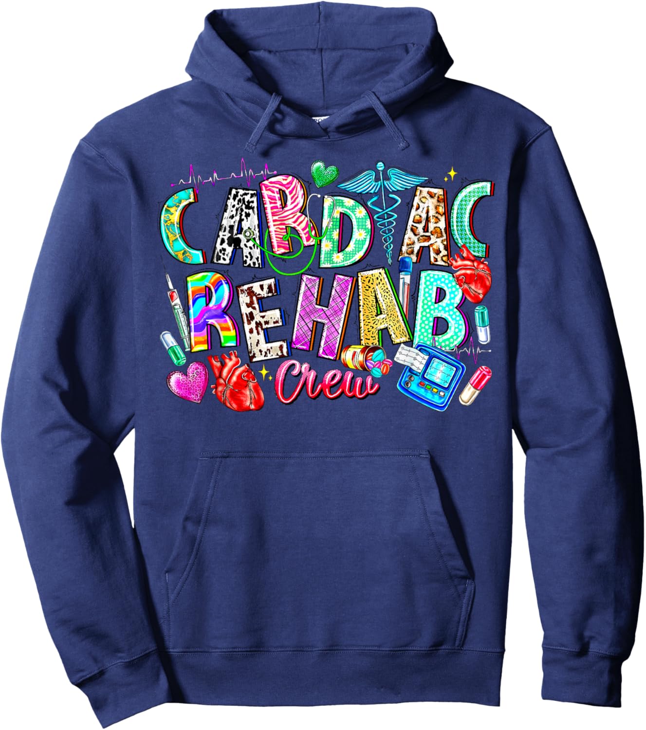 Cardiac Rehab Crew Nurse Cardiologist Nursing EKG Technician Hoodie - Hoodie | Navy