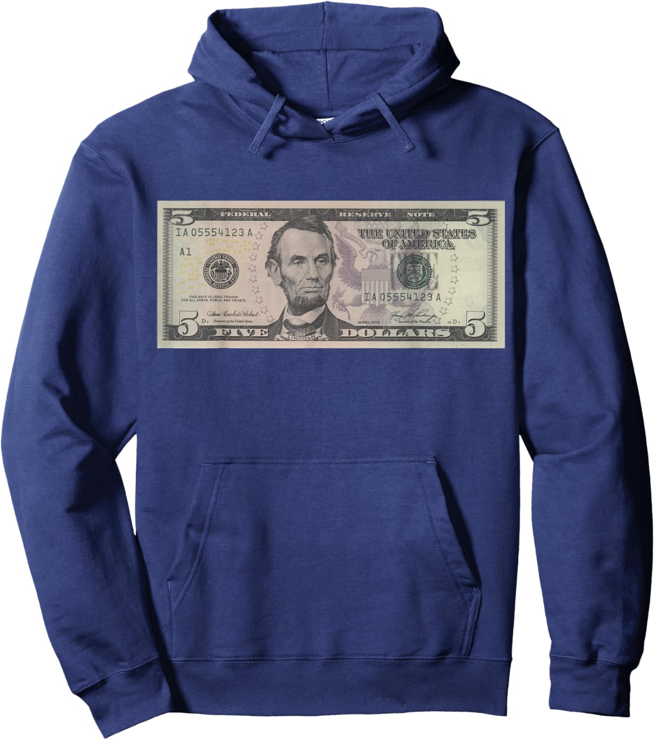 Official $5 Dollar Bill Vintage Money Design Cash Currency Hoodie - Hoodie | Navy