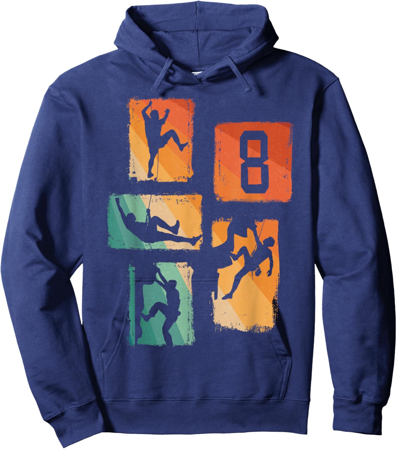 8th Birthday Climbing Rock Climber Bouldering 8 Years Old Hoodie - Hoodie | Navy