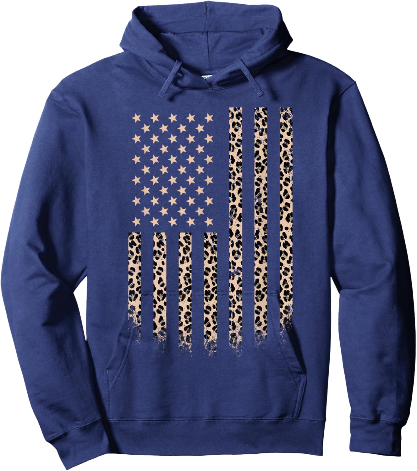 Leopard American flag Leopard Print 4th of july Animal Lover Kids Men Hoodie - Hoodie | Navy