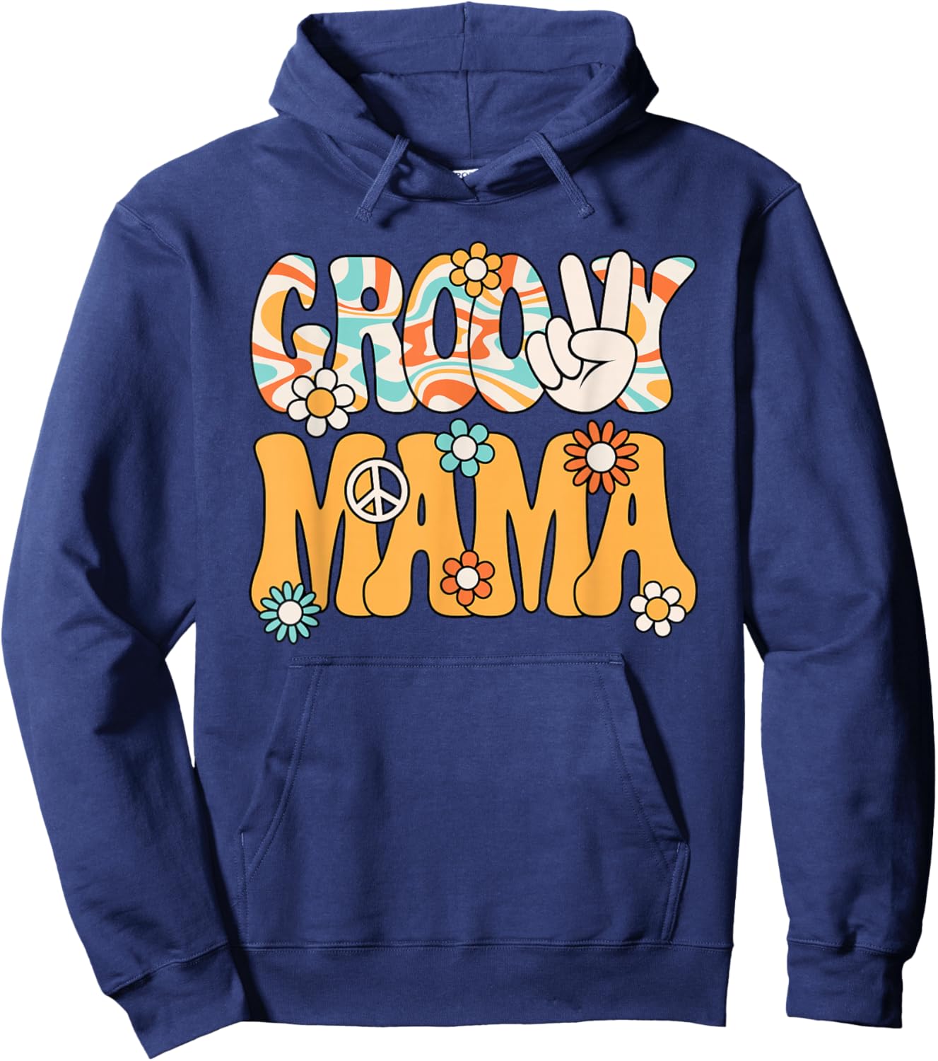 Groovy Mama Mom Retro Hippie 60s 70s Party Outfit Women Hoodie - Hoodie | Navy