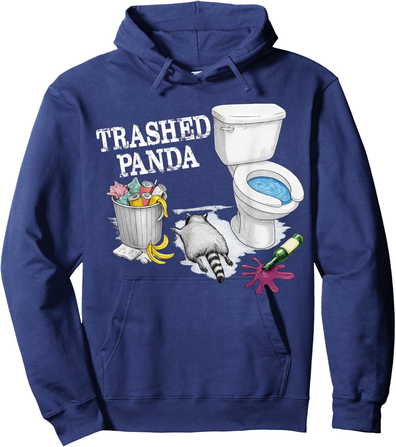 Trashed Panda Funny Drunk Racoon Meme Hoodie - Hoodie | Navy