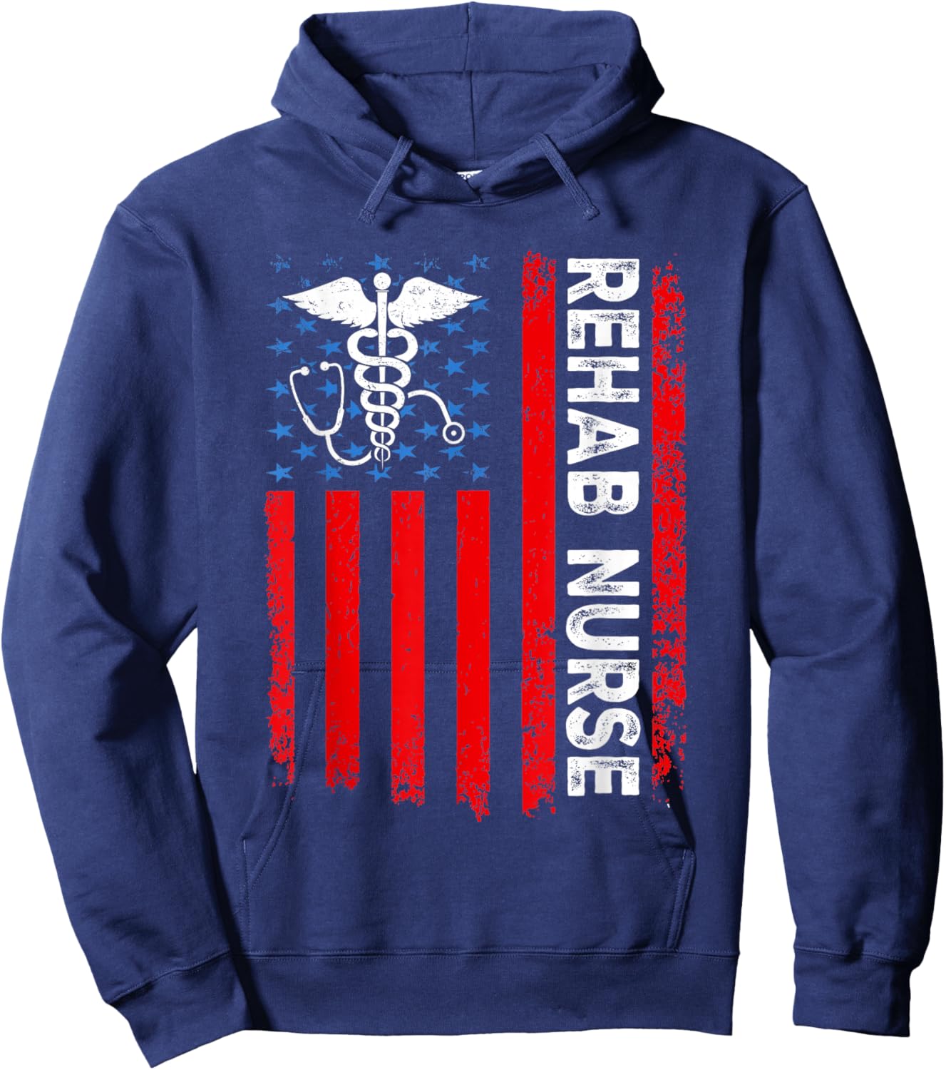 Rehab Nurse American Flag Patriotic Rehab Nurse 4th Of July Hoodie - Hoodie | Navy