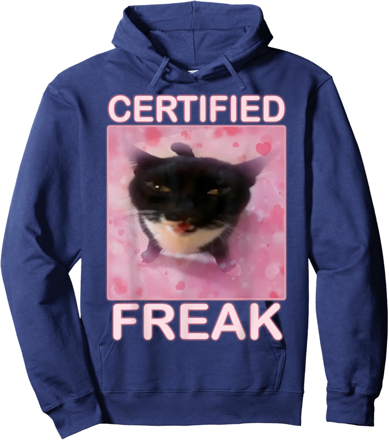 Cat Meme Certified Freak Eat Cement Cursed Cat Funny Hoodie - Hoodie | Navy