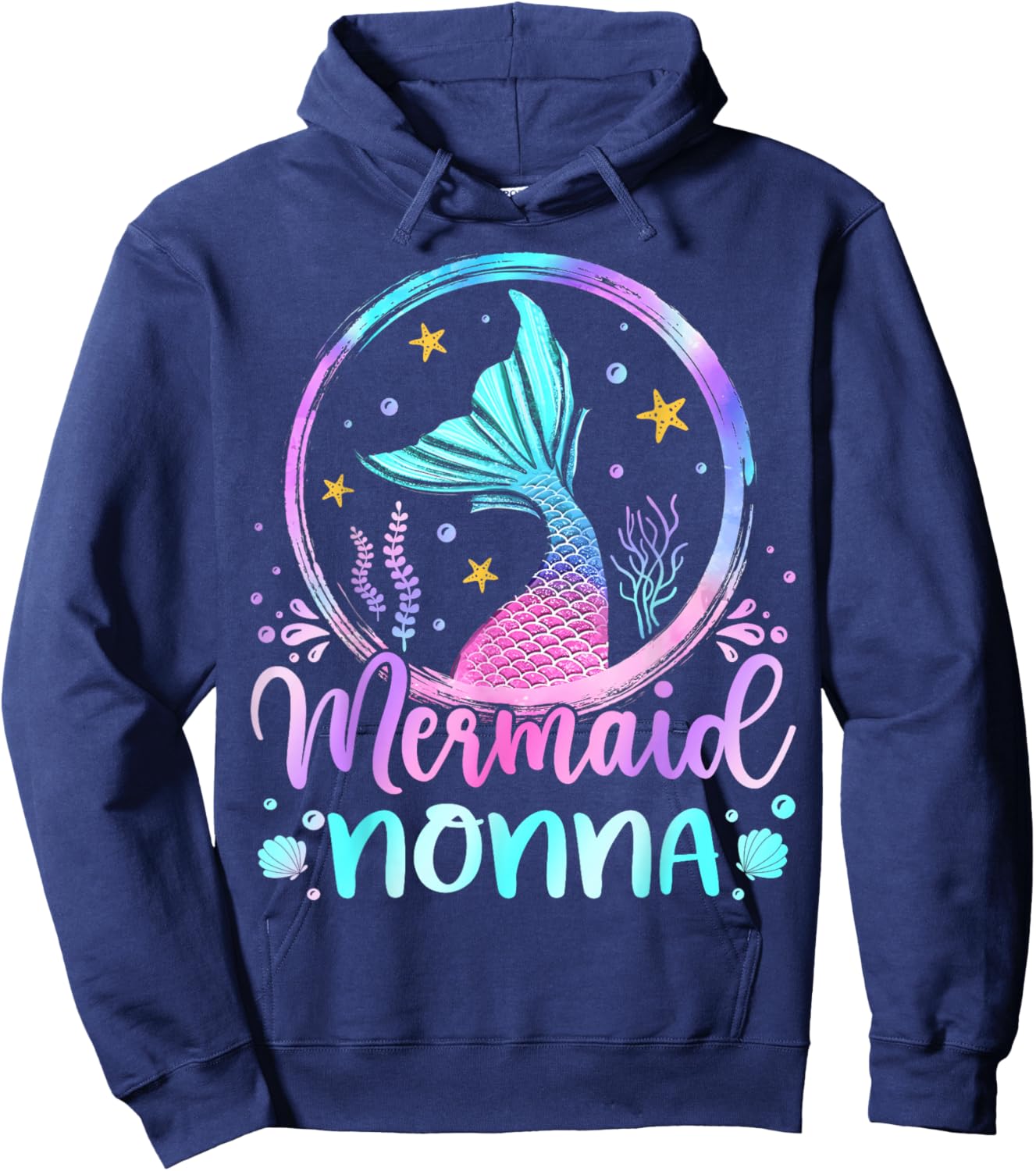 Mermaid Nonna Cute Mermaid Birthday Family Matching Hoodie - Hoodie | Navy