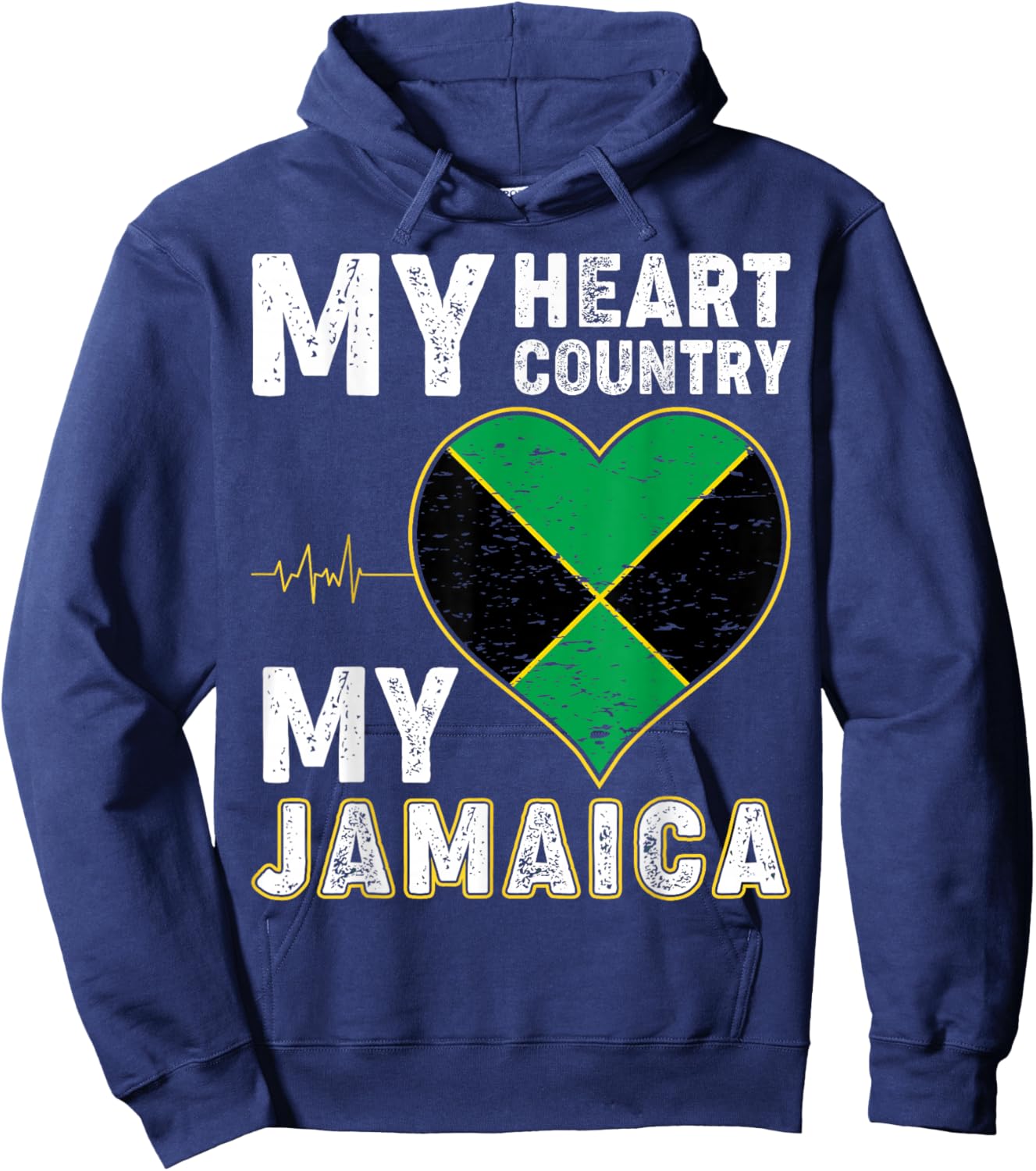 Jamaica Labour Party Jamaican Flag Heart Patriotic Vintage Hoodie - Hoodie | Navy
