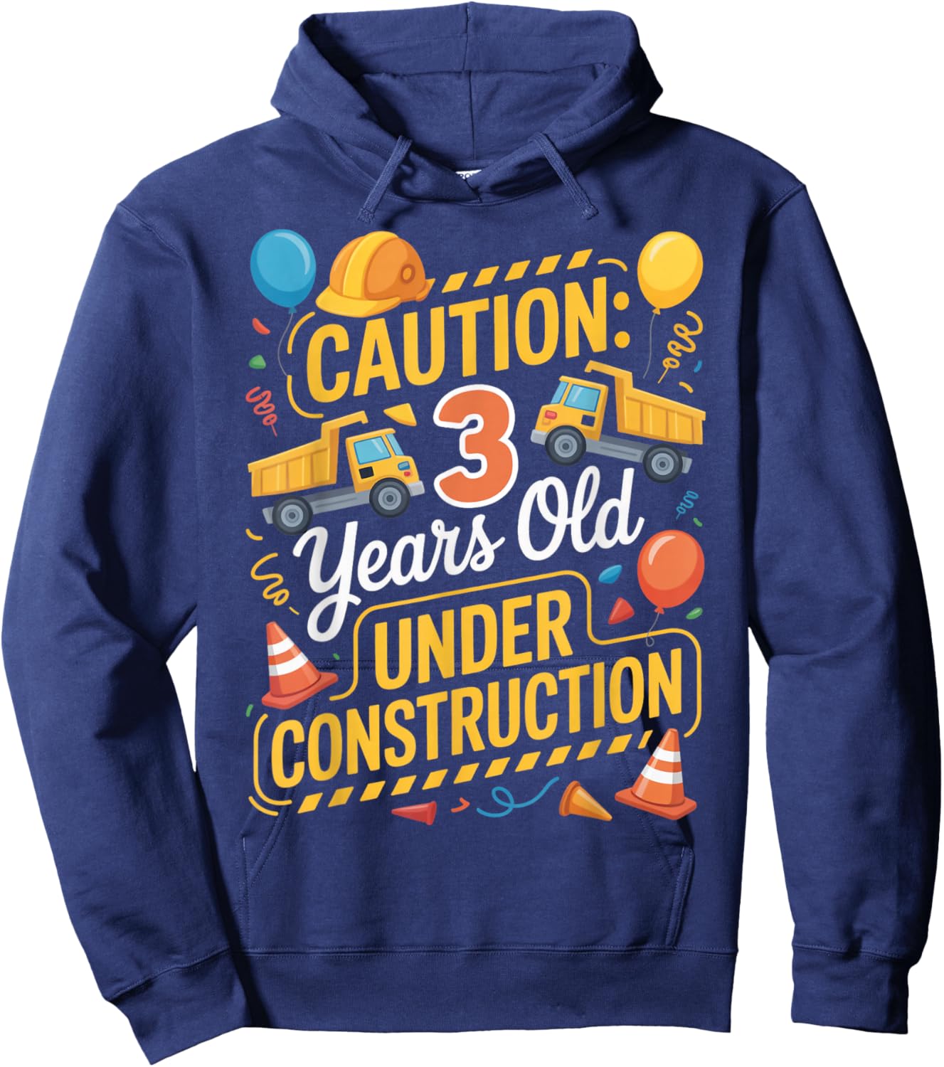 3rd Birthday Excavator 3 Years Under Construction Birthday Hoodie - Hoodie | Navy