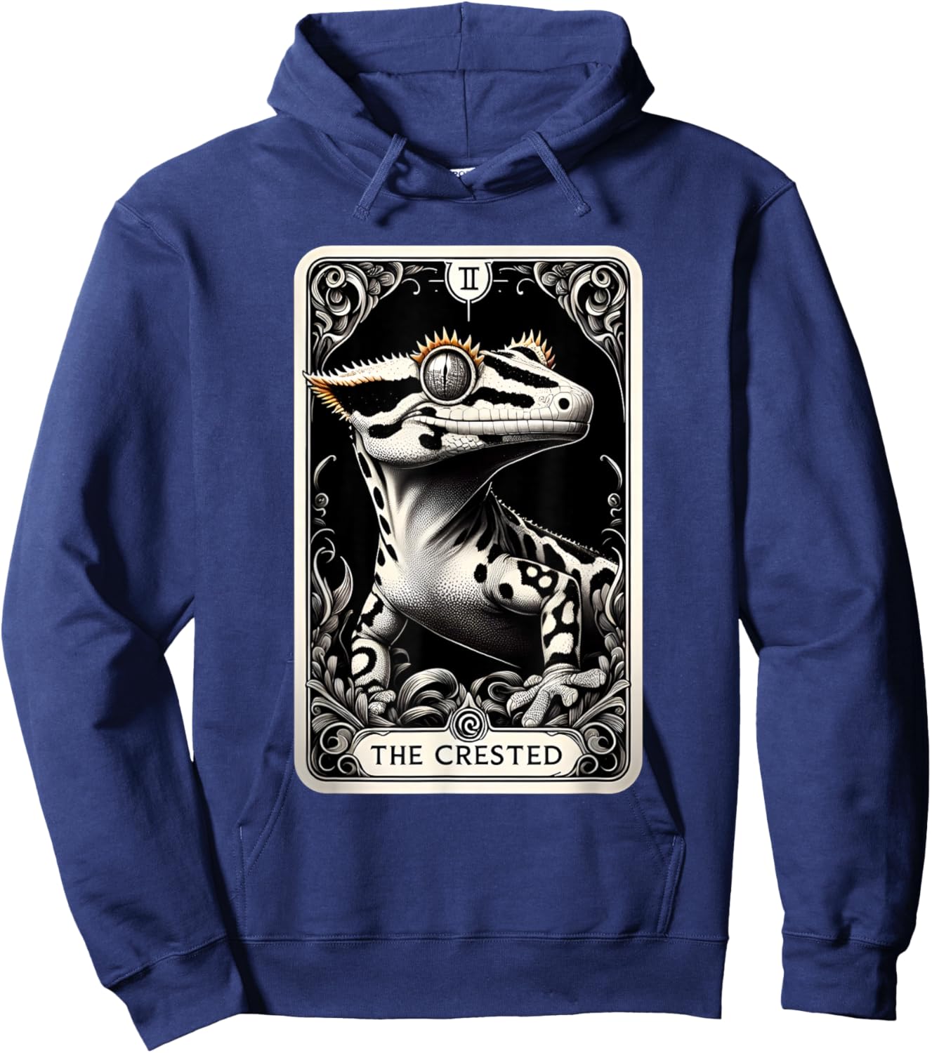 Crested Gecko Tarot Card Moon Men Women Kids Reptile Lover Hoodie - Hoodie | Navy