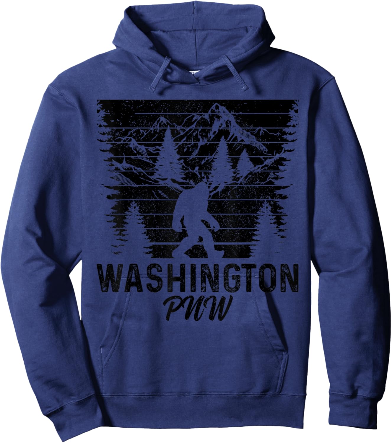 Washington PNW Bigfoot Vintage Pacific Northwest Hoodie - Hoodie | Navy