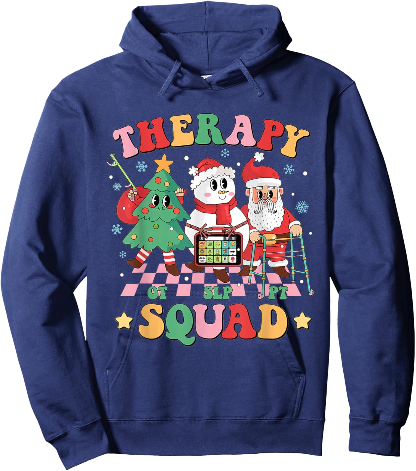 Christmas Therapy Squad SLP OT PT Therapy Team Santa Snow Hoodie - Hoodie | Navy