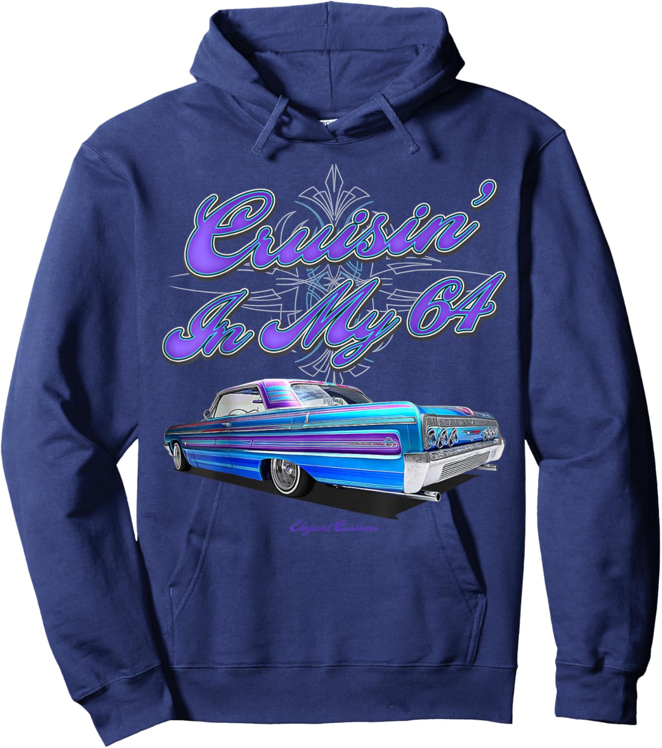 Cruisin In My 64 Impala - Low Rider Kustom Lead Sled Hot Rod Hoodie - Hoodie | Navy