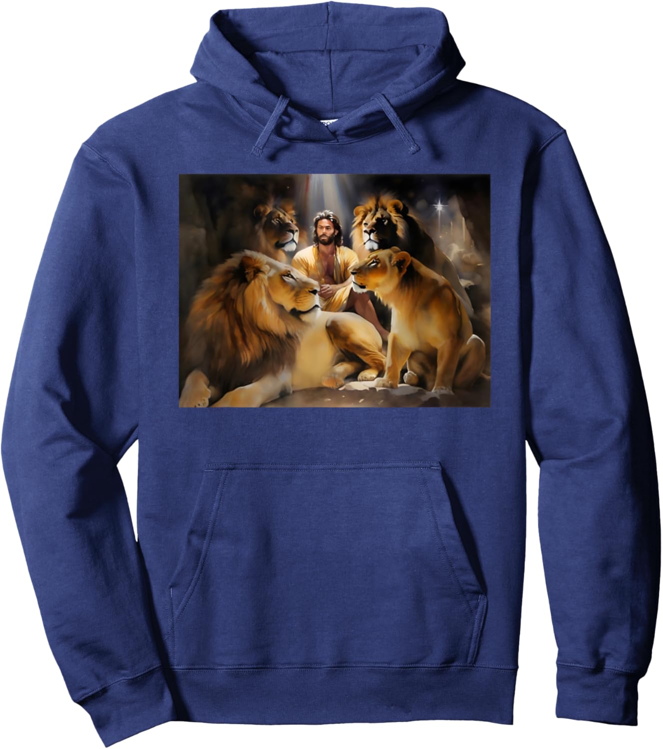 Daniel In The Lions Den Jesus And Lion Christian Bible Hoodie - Hoodie | Navy