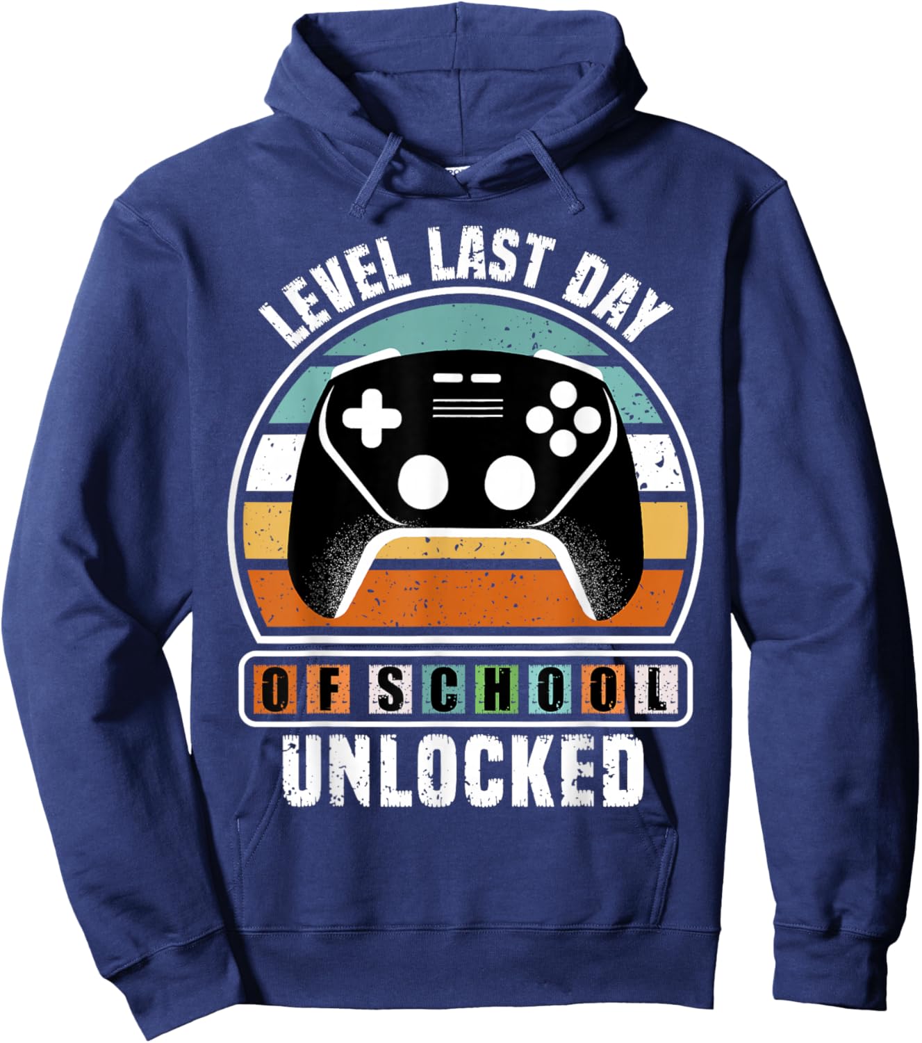 Level Last Day of School Unlocked Funny Gaming Lovers Boys Hoodie - Hoodie | Navy