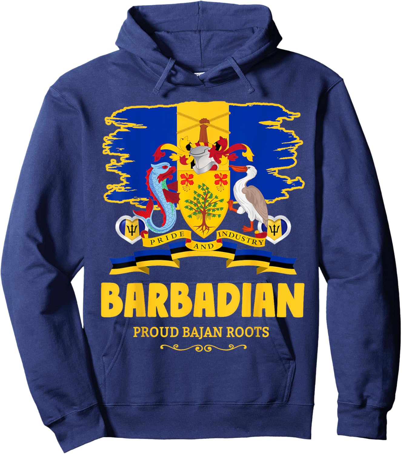 Barbados Flag Outfit Idea For Kids & Barbadian Flag Themed Hoodie - Hoodie | Navy