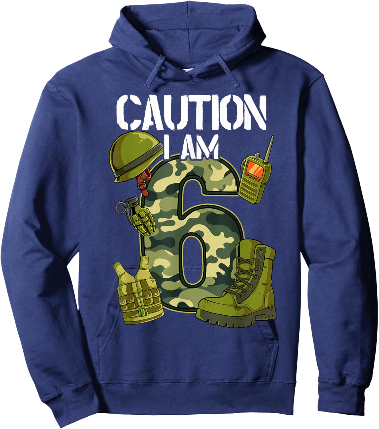 6th Birthday Army Hoodie - Hoodie | Navy