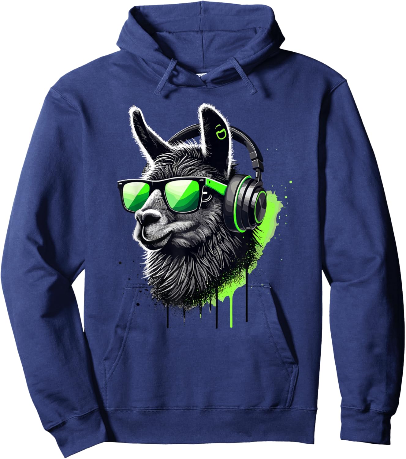 Lama Sunglasses Headphones Alpaca Lamas Hoodie - Hoodie | Navy