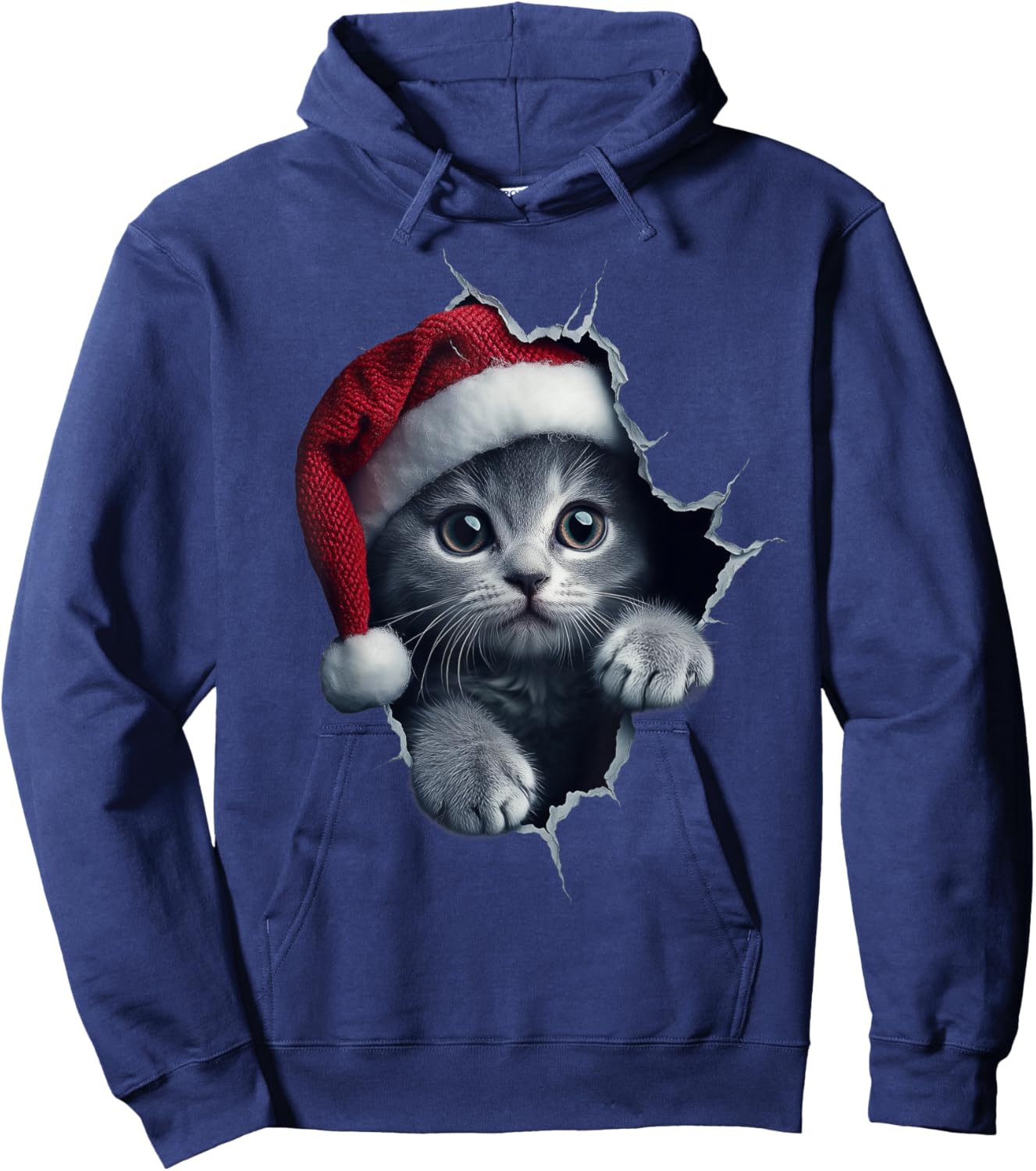 Funny Christmas Cat Lover Cats Owner Xmas Cute Cat Hoodie - Hoodie | Navy