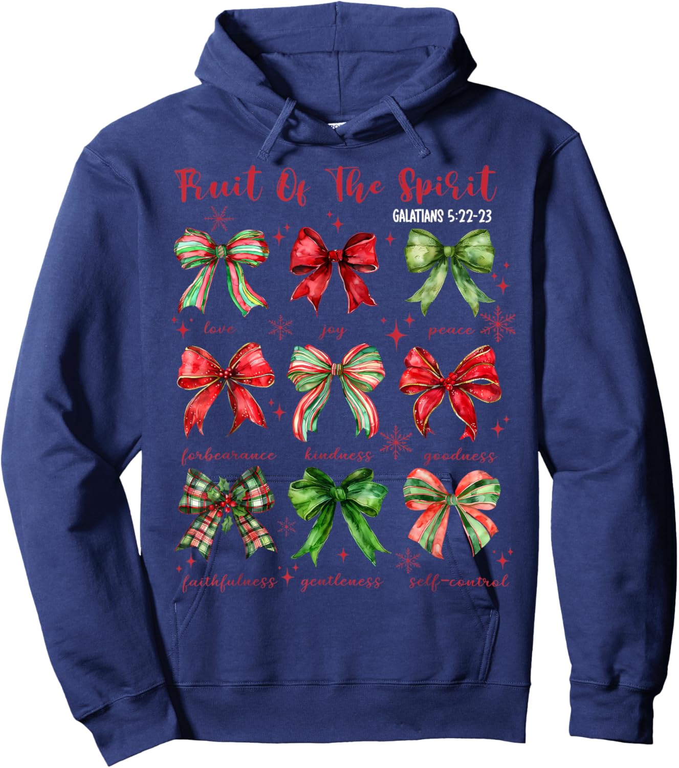 Coquette Bow Fruit Of The Spirit Christmas Jesus Christian Hoodie - Hoodie | Navy
