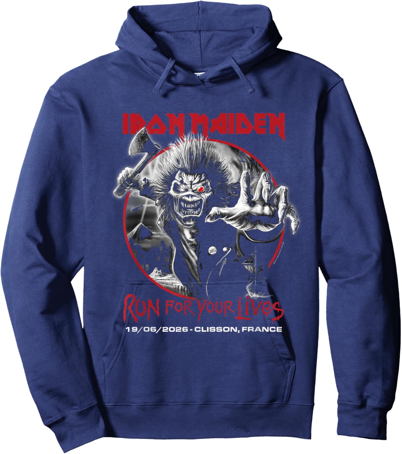 Iron Maiden Run for Your Lives Tour 2026 Clisson Hoodie - Hoodie | Navy